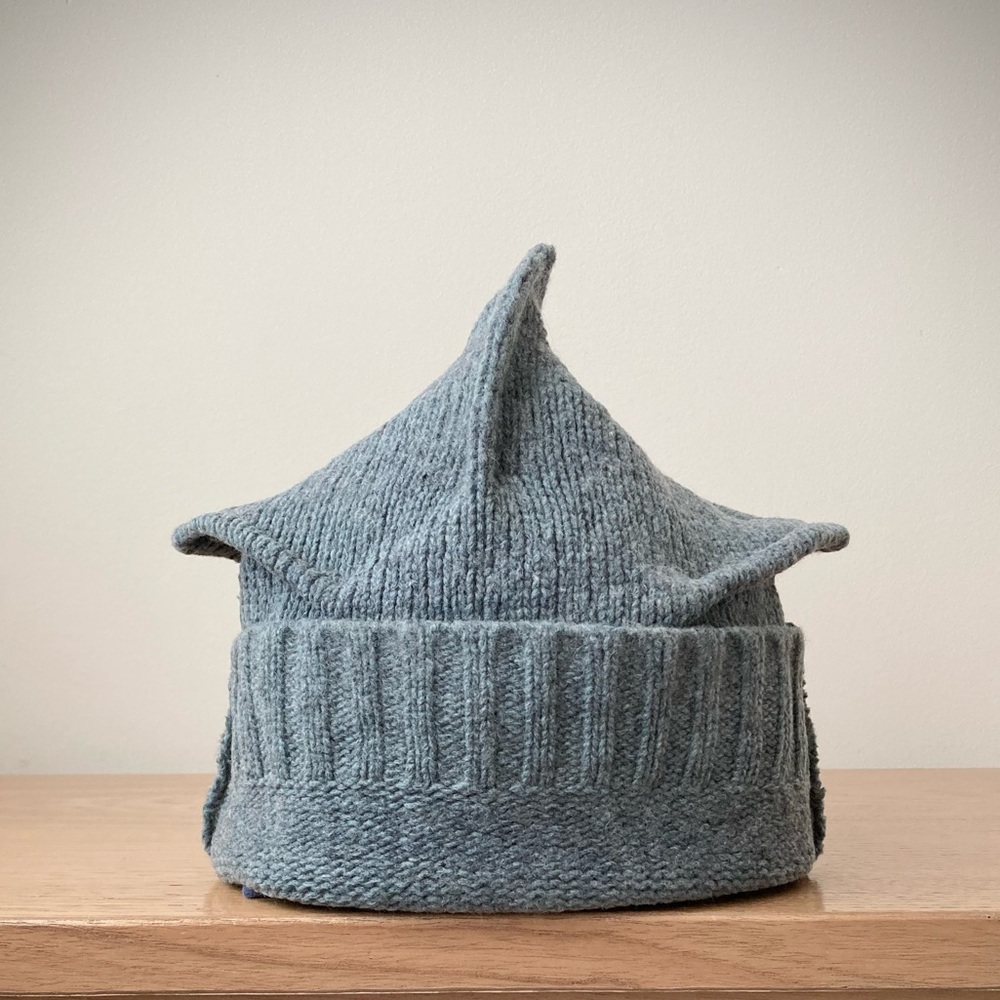 joodito origami crown lambswool sweater hat bucket beanie cap wool knit blue